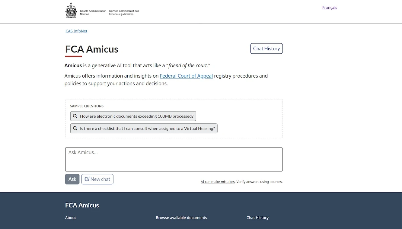 Amicus AI assistant interface